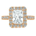 thumbnail image 1 of 3.4 ct Emerald Cut Real Genuine Natural Diamond VS1-VS2 J-K 14K Rose Gold halo Promise Wedding Statement Engagement Designer Ring size 6.5, 1 of 7