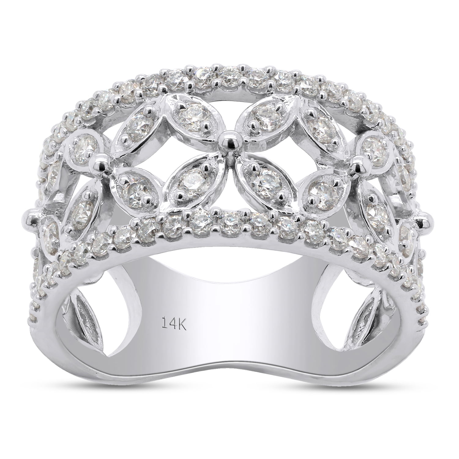 Solid 14k White Gold 3/4 Cttw Diamond Cross Crucifix Charm Pendant Chain Necklace 18