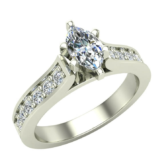 3/4 ct tw Marquise Diamond Engagement Ring 14K White Gold (G, VS)