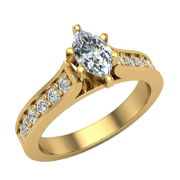 3/4 ct tw Marquise Diamond Engagement Ring 14K Yellow Gold (G, SI)