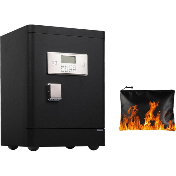 3.4 cu.ft Large Safe Box with wheels,Home Safe with Fireproof Waterproof Bag, Heavy Duty Digital Vault with key, Built-In Drawer and Removable Shelf for Storing Valuables
