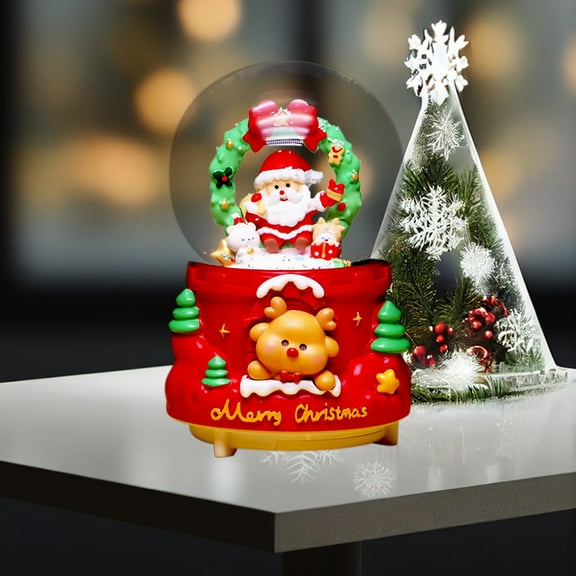 3.4 fl oz Christmas Story Crystal Snow Globe with Santa and Snowman - Luminous Resin Decoration for Tabletop Display and Festive Ambiance(A)