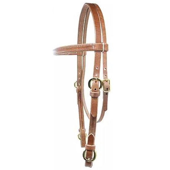 3/4 in Hilason Straight Browband Horse Headstall Buckle Cheeks Brown