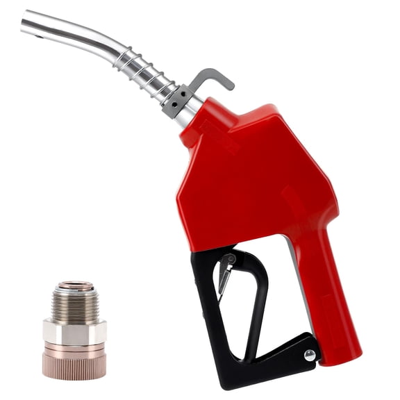 3/4 in NPT Automatic Fuel Nozzle Auto Shut Off Fuel Nozzle 3/4 in with 36 Swivel and Hook For Gasoline, Diesel, Biodiesel, Red