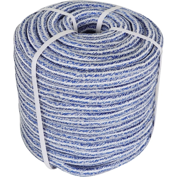 3/4 in x 150FT Arborist Bull Rope, 24 Strand Tree Ropes, High Strength Polyester Rope for Garden, Boat, Swing (Blue and White)