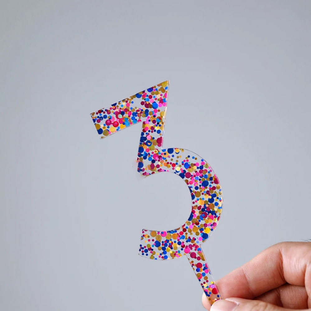 3.4 inch Acrylic Number Cake Topper Colorful Glitter Digital 0-9 for ...