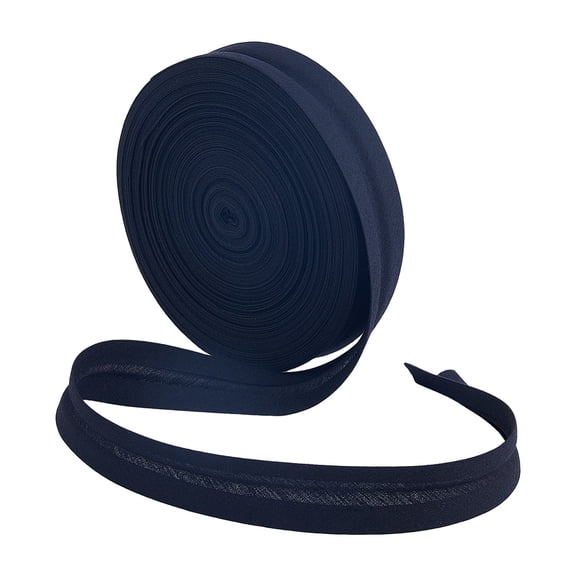 3/4 inch Black Fold Bias Tape 21.87 Yards Single Prefolded Binding Tape Polyester Natural Webbing Bulk Tape for Sewing Decoration Hemming and
