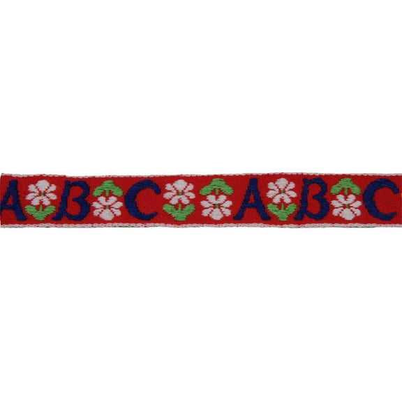 3/4 inch Blue ABC's Woven Jacquard Braid Ribbon, 10 Yards