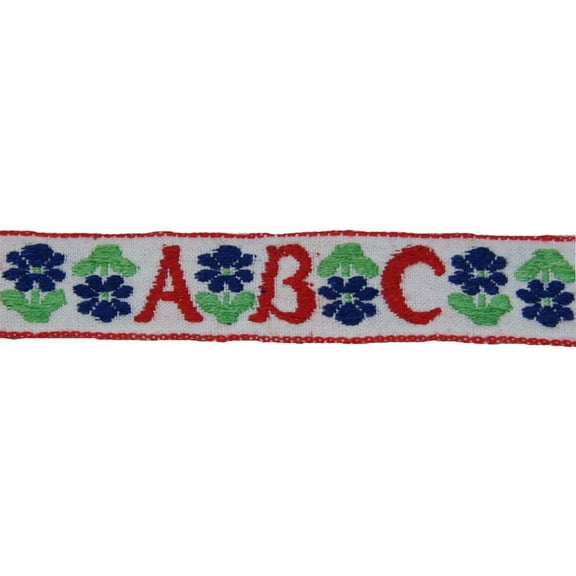 3/4 inch Red ABC's Woven Jacquard Braid Ribbon, 10 Yards