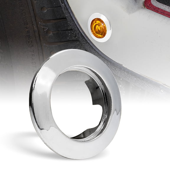 3/4 inch Round Marker Light Chrome Bezel [Compatible Model: SIL1010 and SIL1013] [Snap-On Install] for Truck Trailer Marker Lights Turn Signals Brake Lights