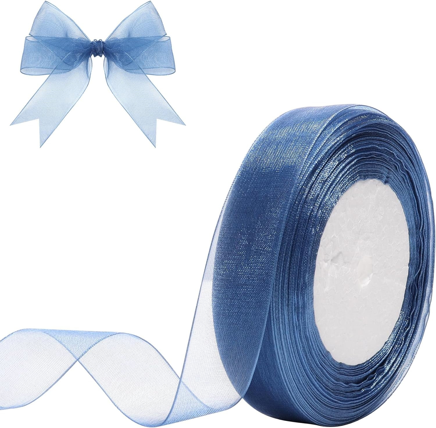 3/4 inch Royal Blue Sheer Organza Ribbon 50 Yards Chiffon for Gift Wrapping Christmas Halloween Decoration Wedding Bouquet Crafts