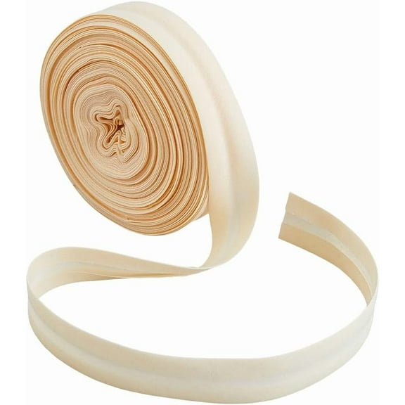 3/4 inch Single Fold Bias Tape 21.87 Yards Beige Prefolded Binding Tape Polyester Natural Webbing Bulk Tape for Sewing Decoration Hemming and Seaming Beige