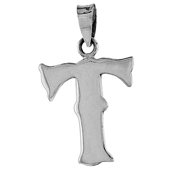 3/4 inch Sterling Silver Block Initial T Alphabet Pendant Alphabet Letters High Polished