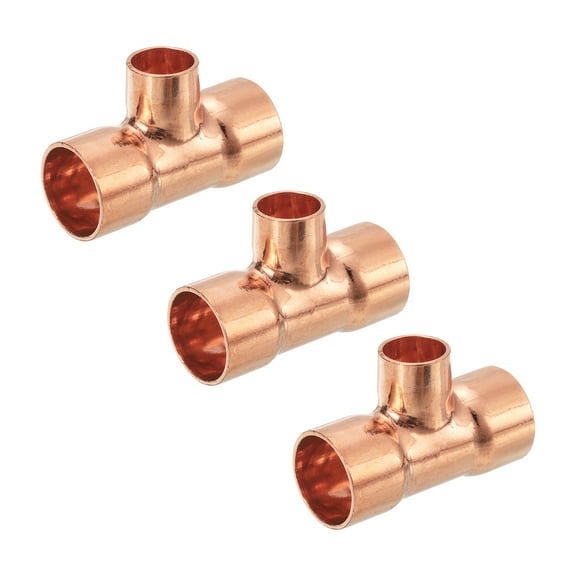 3/4-inch x 1/2-inch x 3/4-inch Copper Reducing Tee Copper Pressure Pipe Fitting Connector 3Pack