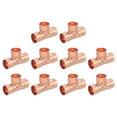 thumbnail image 1 of 3/4-inch x 3/4-inch x 3/4-inch Copper Reducing Tee Copper Pressure Pipe Fitting Connector 10Pack, 1 of 4