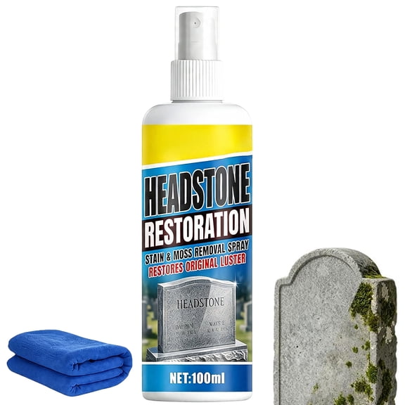 3.4 oz Headstone Restoration and Cleaning Spray – Gentle Stone Care for Granite Marble Cemetery Monuments