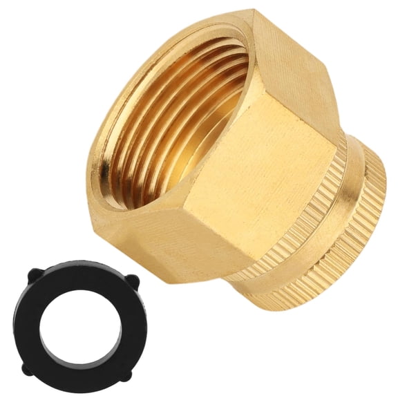 3/4 to 1/2 Brass Garden Hose Adapter Female Thread Connector with Six Sided Body Washer Included For Outdoor Faucet Pump Irrigation Plumbing Repair