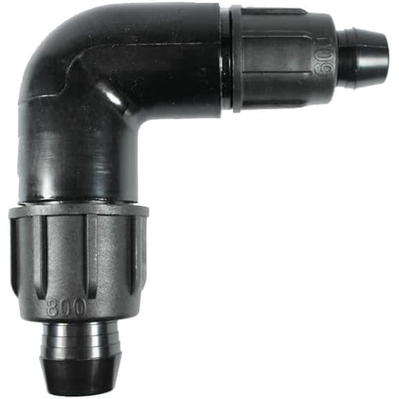 (25 Pcs Pack) 3/4" x 1/2" Easy Loc Reducing Elbow | Drip Irrigation Fitting Reusable Lock-Ring Fitting for 3/4 Poly Tubing Leak-Proof & Tool-Free | A1-HE86