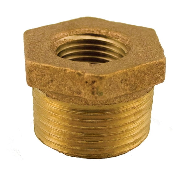 3/4" x 1/4" Bronze Hex Bushing, Lead Free,PartNo B74207LF JonesStephens