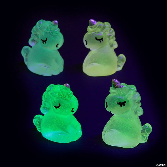 3/4" x 1" Micro Glow-in-the-Dark Rainbow Unicorns - 24 Pieces