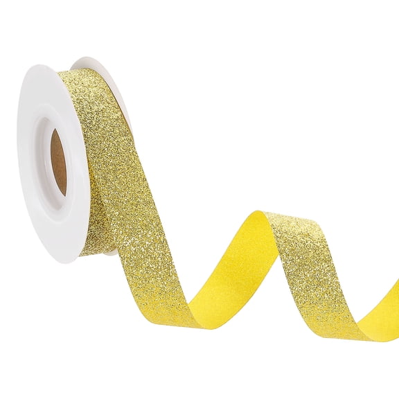 3/4" x 10 Yards Sparkle Ribbons, Gift Wrapping Crafts Cut Edge Ribbon, Bright Gold