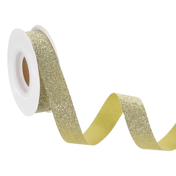 3/4" x 10 Yards Sparkle Ribbons, Gift Wrapping Crafts Cut Edge Ribbon, Gold