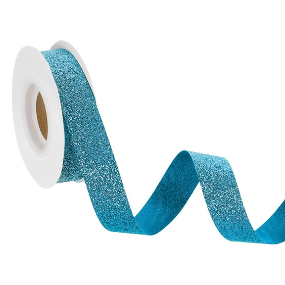 3/4" x 10 Yards Sparkle Ribbons, Gift Wrapping Crafts Cut Edge Ribbon, Turquoise