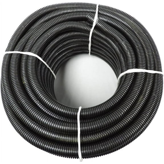 3/4" x 100' Flexible Corrugated Black LDPE Split Tubing Wire Loom