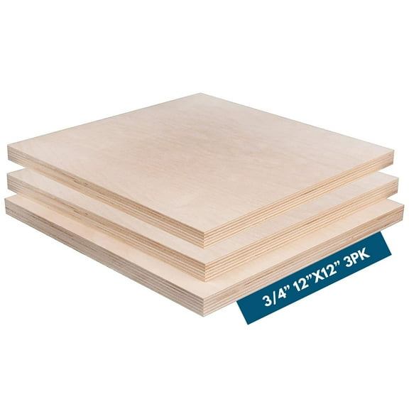 3/4" x 12" x 12" Baltic Birch Plywood B/BB Grade (Package of 3) Perfect for Arts and Crafts, School Projects and DIY Projects, Drawing, Painting, Wood Engraving, Wood Burning and Laser Projects