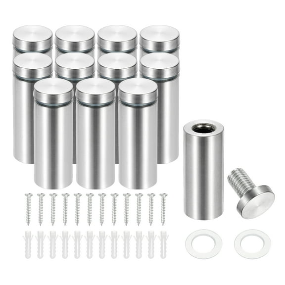 3/4" x 2" Standoff Screws, 12 Pack Stainless Steel Wall Mount Sign Standoffs Mounting Hardware Advertising Nail, Silver