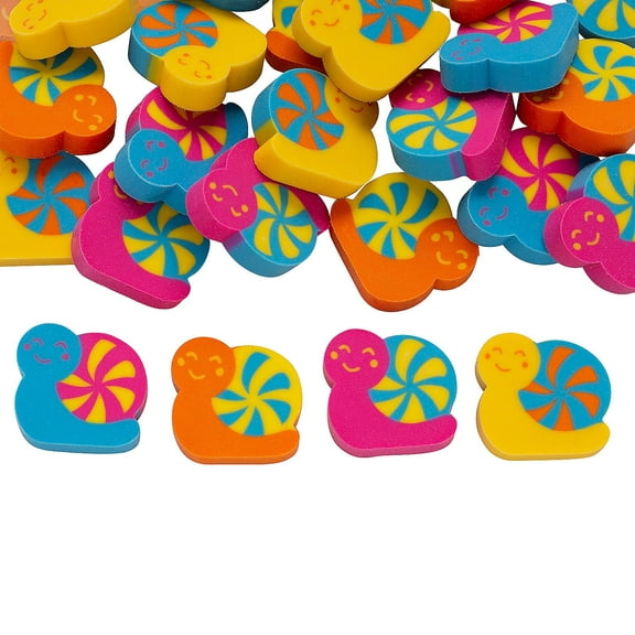 3/4" x 3/4" Candy Critters Mini Snail Character Erasers - 24 Piece