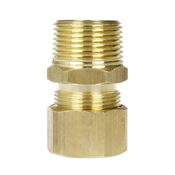 3/4" x 3/4" Tube OD x Male NPTF Compression Adapter Straight Solid Brass Fitting