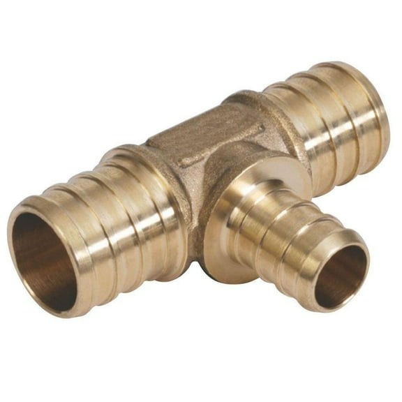 3/4 x 3/4 x 1/2 Inch (0.75x0.75x0.50) PEX Barbed Transition Tee Connector Fitting Crimp Brass for PEX Pipe Tubing, No Lead