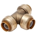 thumbnail image 1 of 3/4 x 3/4 x 3/4 Inch (0.75) Push To Connect Fitting Tee for PEX, Copper, CPVC Pipe, Brass Plumbing Fitting with Stiffener, No Lead, 1 of 5