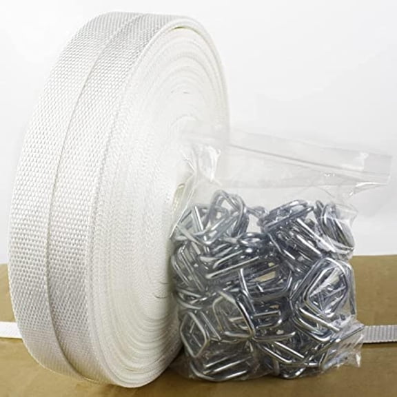 3/4" x 330' Woven Cord Strapping Kit with 50 Metal Buckles, 2400 Lbs Break Strength
