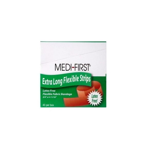 3/4" x 4 11/16" Extra Long Strip Flexible Fabric Bandages - 40/Box (1 Box)