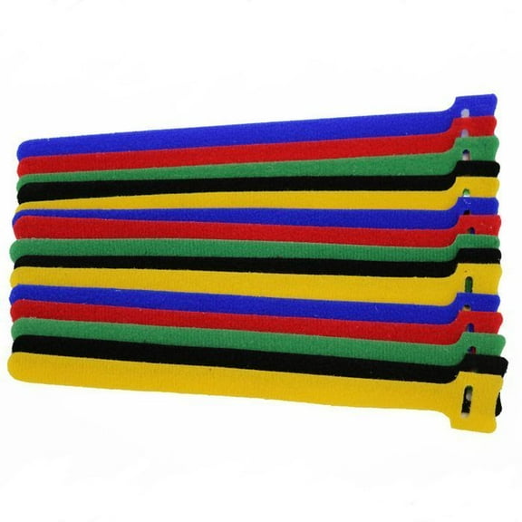3/4" x 8 inch Hook and Loop ties - 15 pieces, Assorted Colors