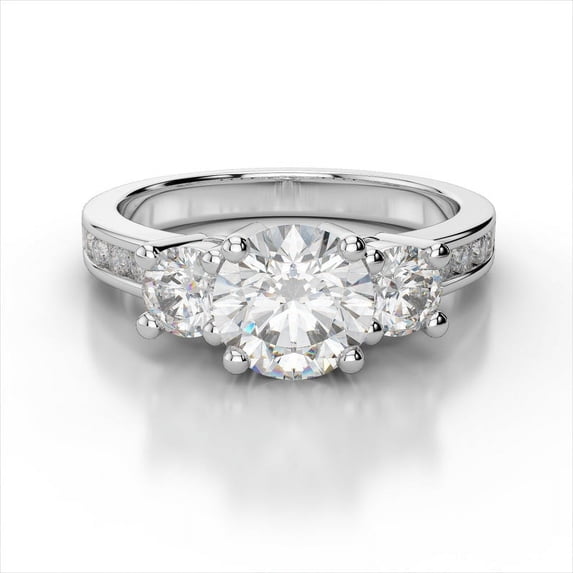 3.40 Ct Solitaire Round Natural Moissanite Diamond Wedding Beautiful Rings For Women Solid 14K White Gold