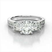 DIAMOND-CAPITALS 3.40 Ct Stunning Solitaire Round Cut Diamond Wedding Rings for Women Solid 14K White Gold