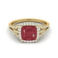 thumbnail image 1 of 3.42 Cts Cushion Shape Ruby Glass Filled 925 Sterling Silver Gold Vermeil Solitaire With Accent Trio Shank Dainty Valentines Day Gifts Ring, 1 of 3
