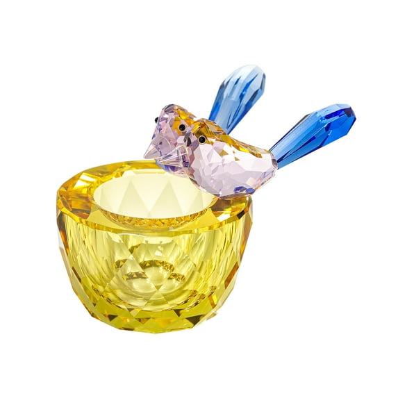 3.43inch Crystal Bird's Nest Figurine Collectibles Spring Decorations Glass Art Animal Paperweight Easter Home Decor Creative Gift,Yellow