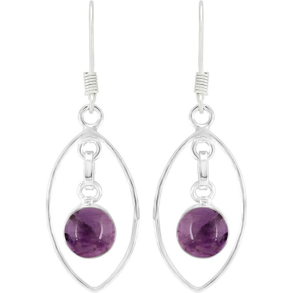3.45 Cts Natural Amethyst 925 Silver Plated Handmade Dangle Earrings For Women, Purple Stone February Birthstone Earrings Jewelry Gifts For Her Wife Women Sister Girfriend