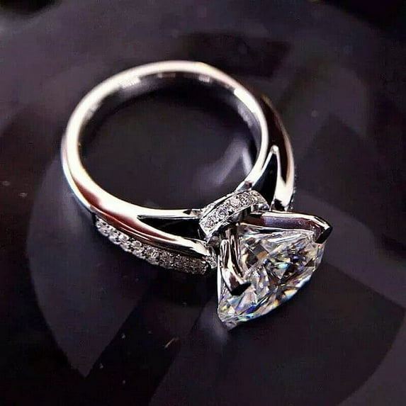 3.45Ct Round Cut Lab Created Diamond Engagement 14K White Gold Plated Ring Sterling Silver