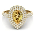 thumbnail image 1 of 3.46 Ctw Citrine Gemstone 925 Sterling Silver Gold Vermeil Pear Shape Halo Valentines Day Gifts Ring, 1 of 4