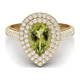 thumbnail image 1 of 3.46 Ctw Peridot Gemstone 925 Sterling Silver Gold Vermeil Pear Shape Halo Valentines Day Gifts Ring, 1 of 4