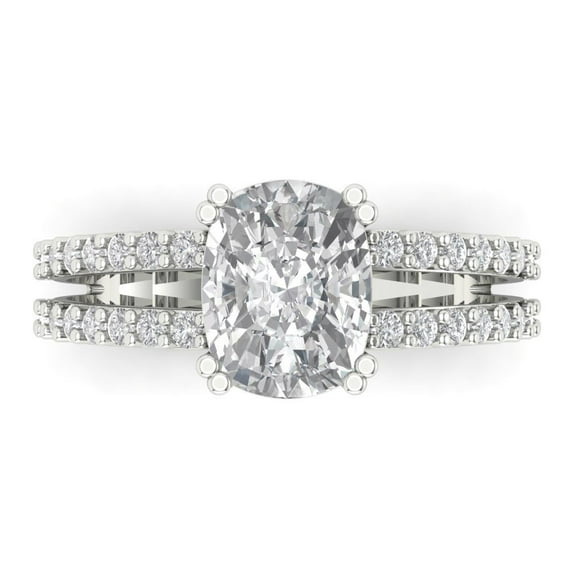 Solitaire with Accents Engagement Ring for Women - 3.48ct Moissanite in 14K White Gold Promise Ring