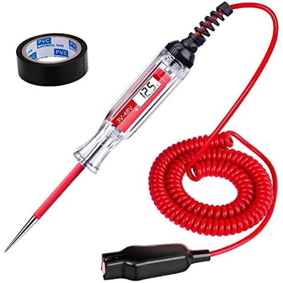 3-48V DC Digital LCD Display Test Light with 140 Inch Extended Spring Wire,    Low  Tester, Automotive Circuit Tester with  Stainless Probe