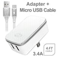 thumbnail image 1 of 3.4A 2in1 Universal Dual USB Port Travel Wall Charger Adapter With Micro USB Cable - White, 1 of 5