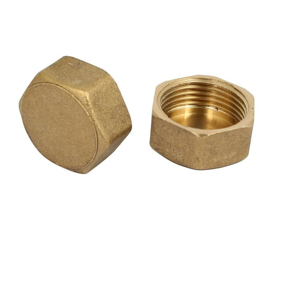 3/4BSP Female Thread Brass Hex Head Pipe Caps Cover Fitting 2Pcs
