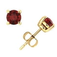 thumbnail image 1 of 3/4CT Round Ruby Basket Stud Earrings 18k Yellow Gold Prong Set Push Back AAAA, 1 of 1